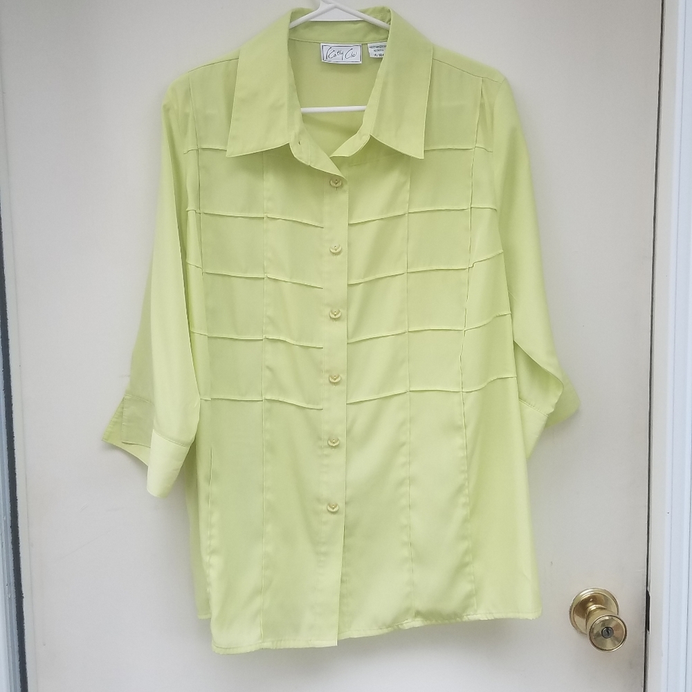 Kathy che 14/16w green button-down